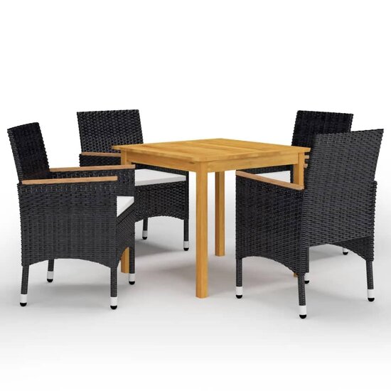 Tuinset Manny 4 stoelen met kussens zwart en Eettafel