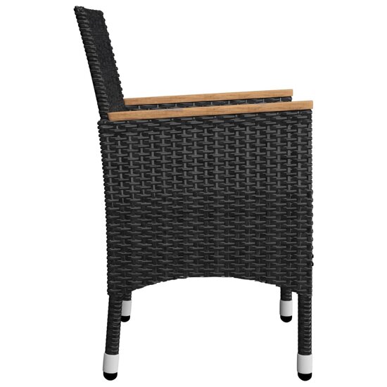 Tuinset Manny 4 stoelen met kussens zwart en Eettafel