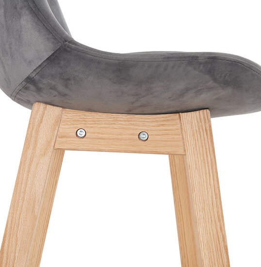 Counter chair Basil velvet grijs met blanke poten