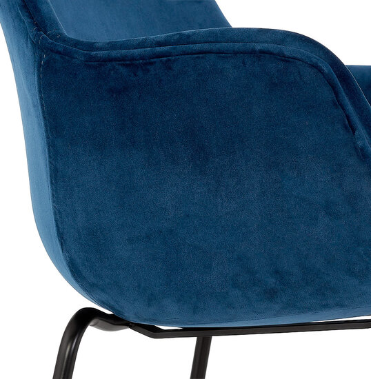 Barkruk Fidel velvet blauw met armleuningen