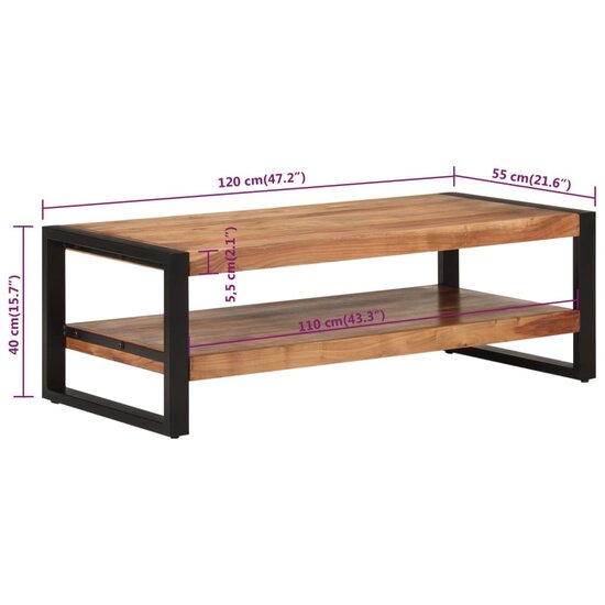 Salontafel Maya 120x55x40 cm massief acaciahout