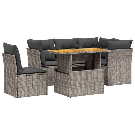 Loungeset Nantes met kussens poly rattan grijs 5-delig