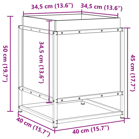 Plantenbak 40x40x50 cm massief grenenhout bruin