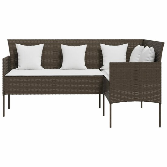 Loungeset Ludo L-vormig met kussens poly rattan bruin