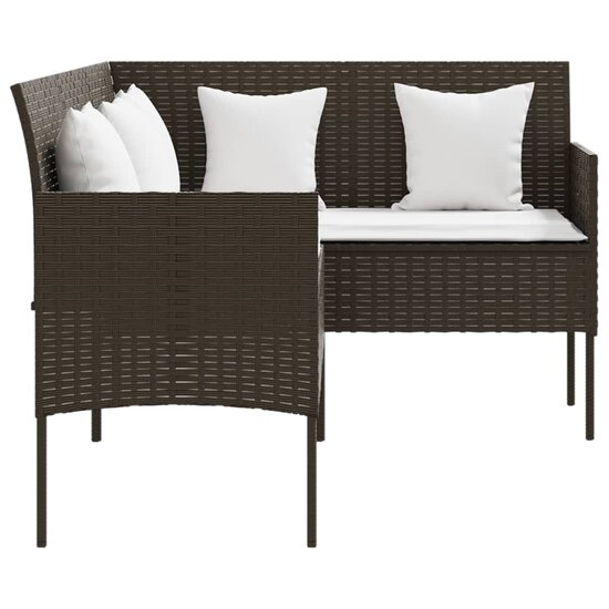 Loungeset Ludo L-vormig met kussens poly rattan bruin