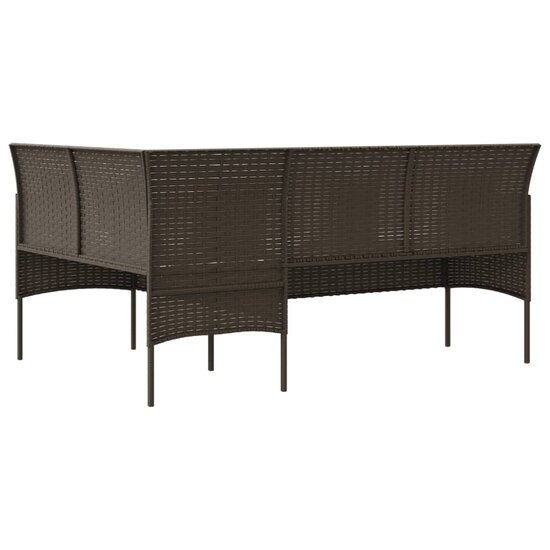 Loungeset Ludo L-vormig met kussens poly rattan bruin