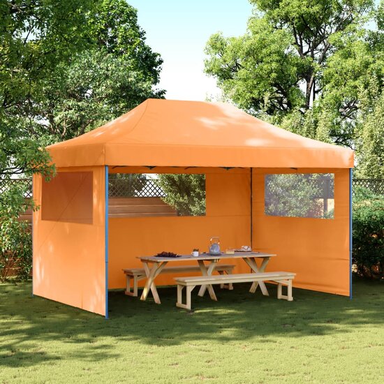 Partytent Party inklapbaar pop-up met 3 zijwanden oranje