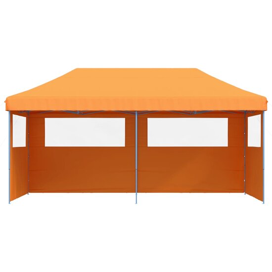 Partytent 580x292cm inklapbaar pop-up met 3 zijwanden oranje