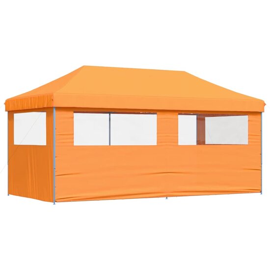 Partytent 580x292cm inklapbaar pop-up met 3 zijwanden oranje