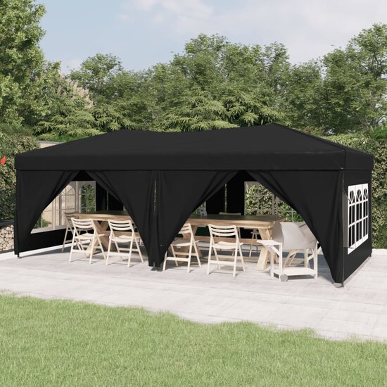 Partytent Morten inklapbaar met zijwanden 3x6 m zwart