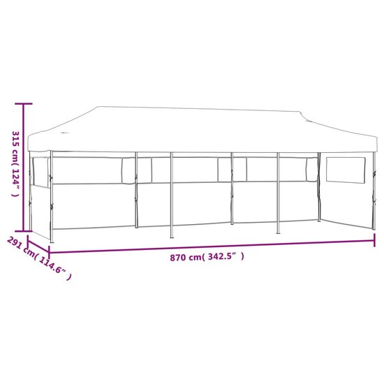 Partytent Marit pop-up met 5 zijwanden 3x9 m wit