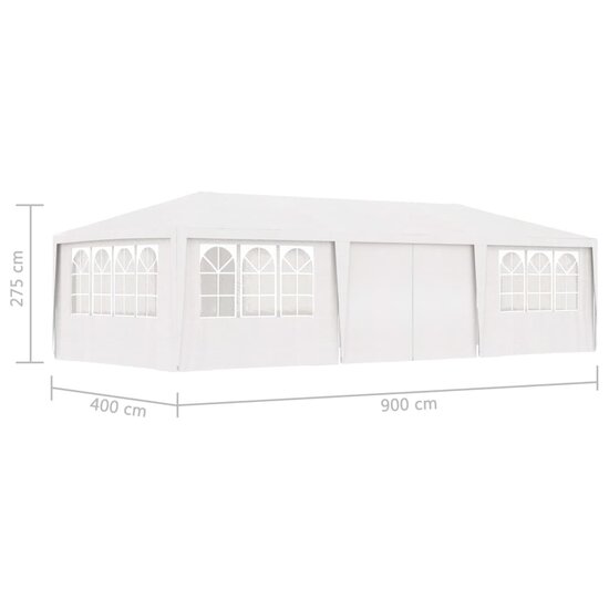 Partytent Luxe met zijwanden professioneel 90 g/m&sup2; 4x9 m wit