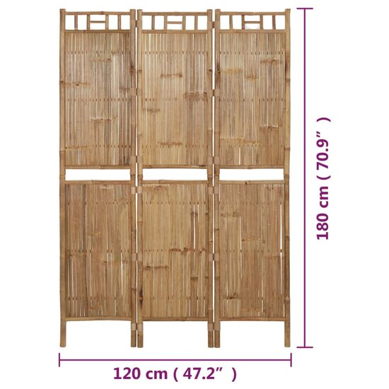 Kamerscherm met 3 panelen 120x180 cm bamboe