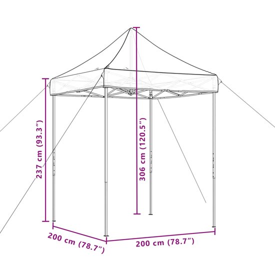 Partytent Duet inklapbaar pop-up 200x200x306 cm oranje