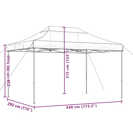 Partytent Royale inklapbaar pop-up 440x292x315 cm oranje