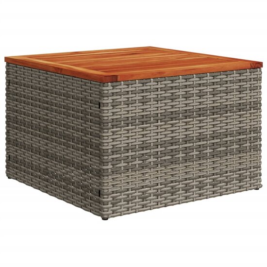 Tuintafel Ank 55x55x37 cm poly rattan en acaciahout grijs