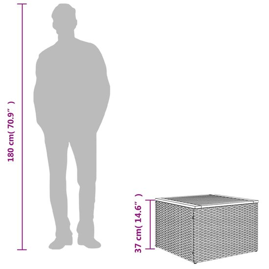 Tuintafel Ank 55x55x37 cm poly rattan en acaciahout grijs