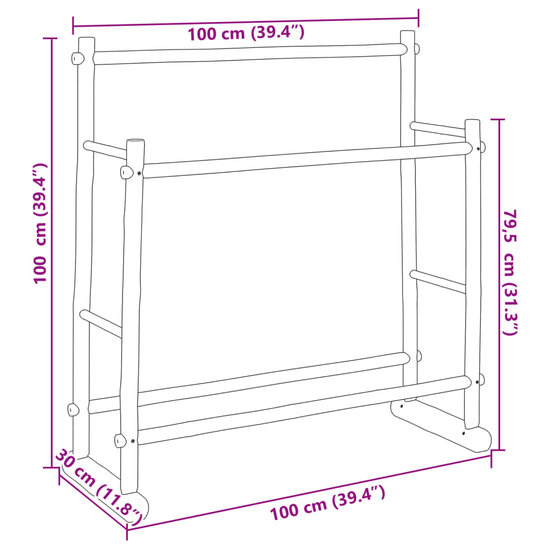 Kledingrek 100x30x100 cm bamboe