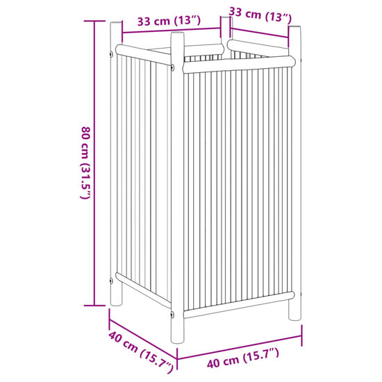 Plantenbak 40x40x80 cm bamboe