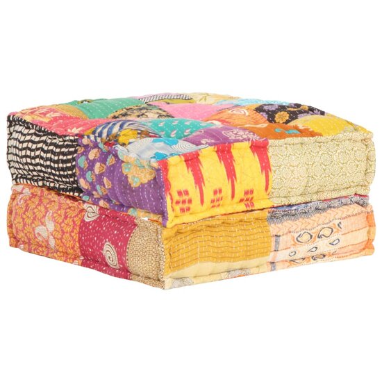 Poef 60x70x36 cm stof patchwork multicolour