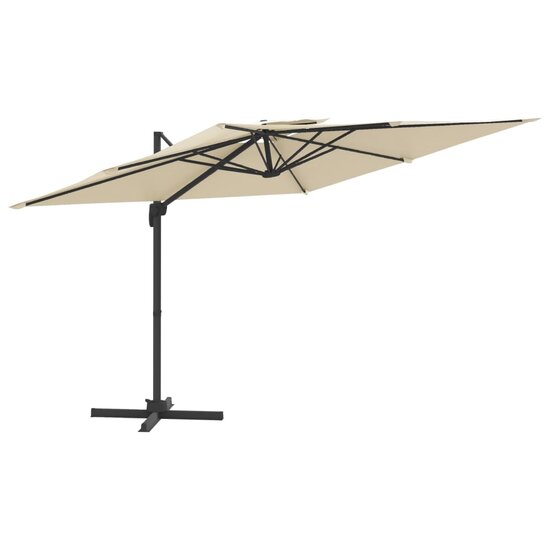 Zweefparasol  Heleen met dubbel dak 400x300 cm zandwit