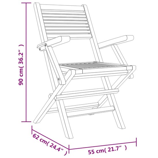 Tuinstoelen Dalton inklapbaar SET 2 st massief teakhout