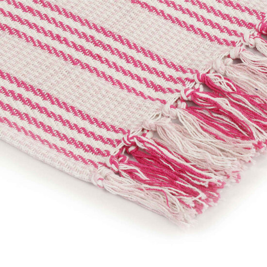 Plaid strepen 125x150 cm katoen roze en wit