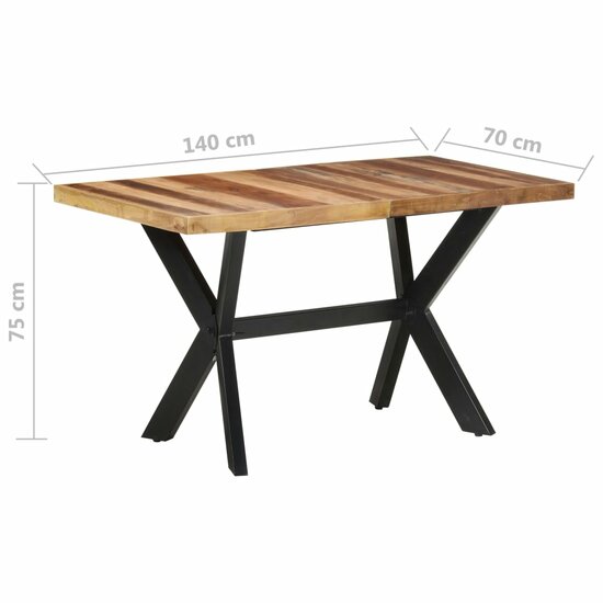 Smalle eettafel Jantien 140x70x75 cm massief hout bruin