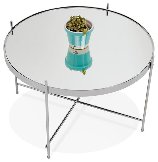 Salontafel Espejo rond 60cm chroom met spiegelglas