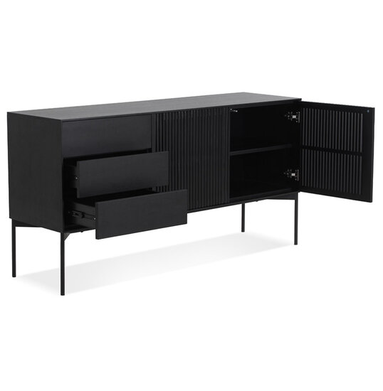 Dressoir Ordito 160x42cm zwart met deuren en lades