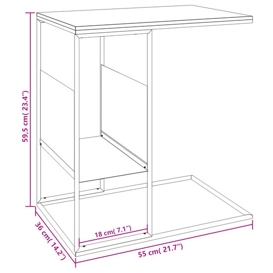 Bijzettafel Ready 55x36x59,5 cm hout wit