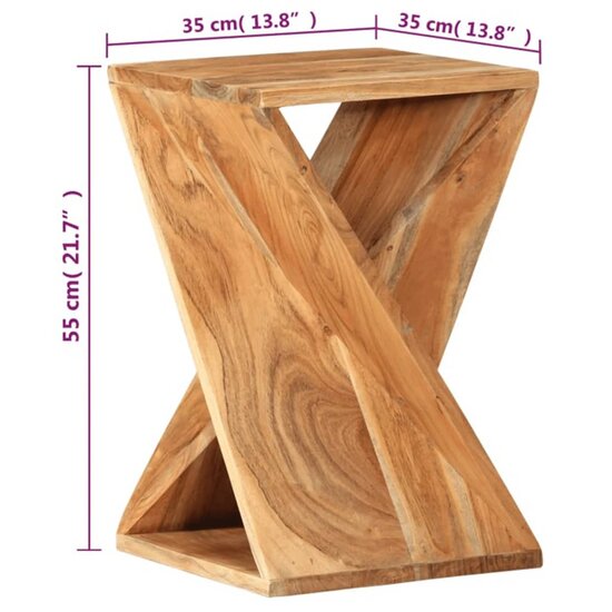 Bijzettafel DubbelZ 35x35x55 cm massief acaciahout