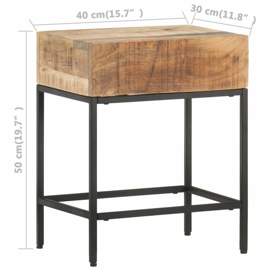 Bijzettafel Bruno 40x30x50 cm massief ruw mangohout