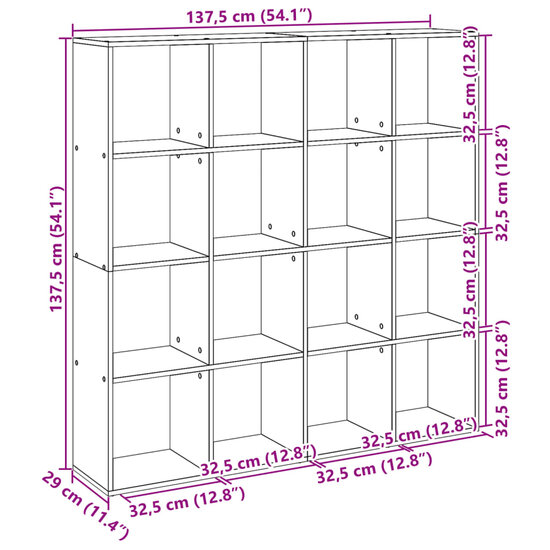 Boekenkast 137,5x29x137,5 cm hout zwart