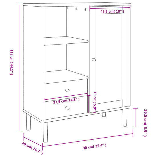 Kast SENJA rattan-look 90x40x112 cm grenenhout bruin