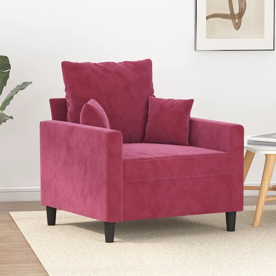 Fauteuil Denise velvet wijnrood