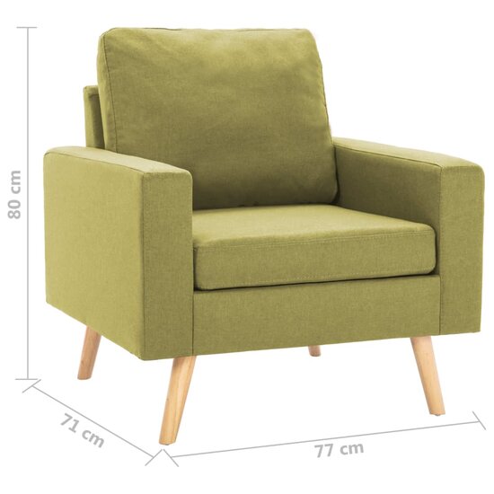 Bank met fauteuil Myra stof groen