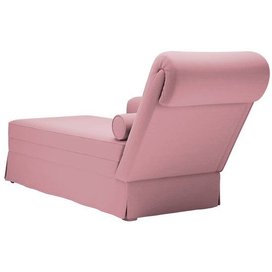 Chaise longue met bolster en rechterarmleuning velvet roze