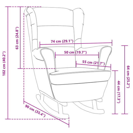 Fauteuil Schommelstoel Francis stof velvet zwart