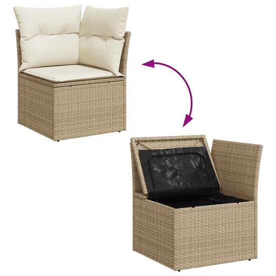 11-delige Loungeset Limo met kussens poly rattan beige