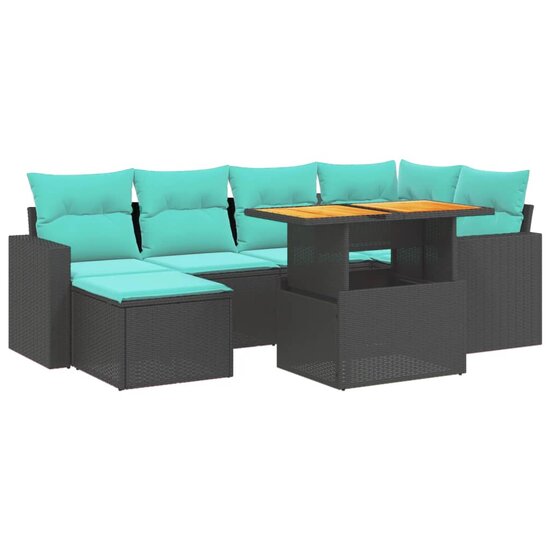 11-delige Loungeset Diner met kussens poly rattan beige