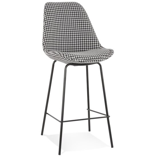 Counter chair Barkruk Spark - Pied-De-Poule-Stof - Zwarte Metalen Poten