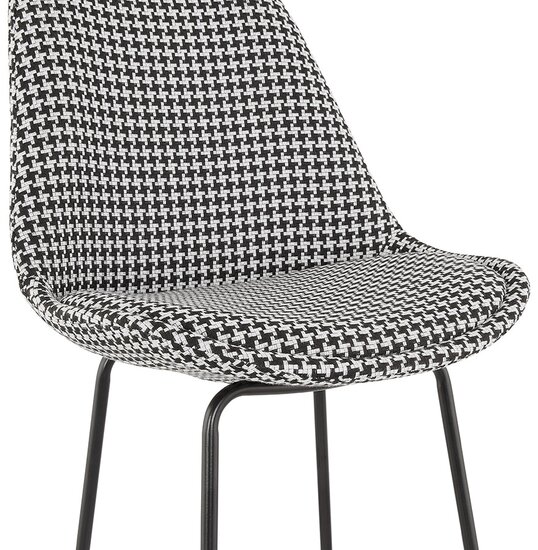 Counter chair Barkruk Spark - Pied-De-Poule-Stof - Zwarte Metalen Poten