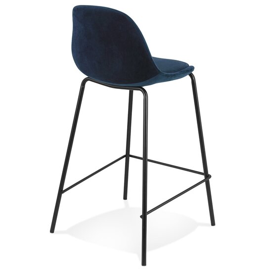 Counter chair Kruk Fenton - Blauw Velours - Zwarte Metalen Poten