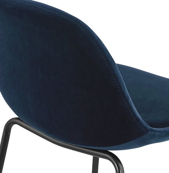 Counter chair Kruk Fenton - Blauw Velours - Zwarte Metalen Poten