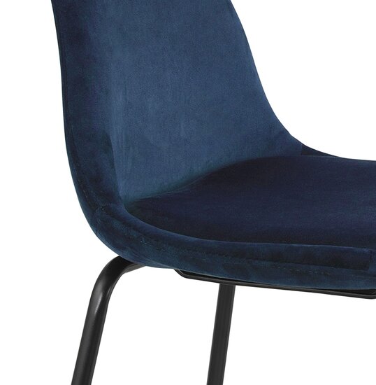 Counter chair Kruk Fenton - Blauw Velours - Zwarte Metalen Poten