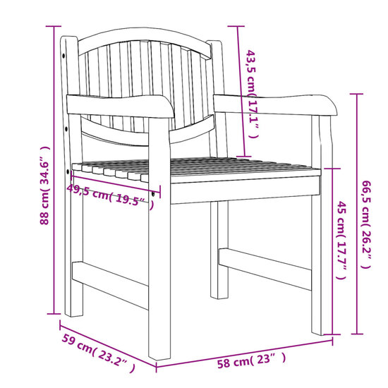 5-delige Tuinset Maria massief teakhout  - Tafel met 4 stoelen