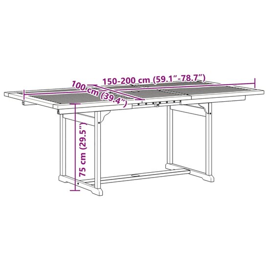 7-delige Tuinset Supra massief acaciahout en textileen - 150-200 cm