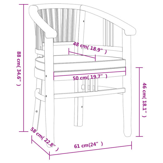 5-delige Tuinset Karma massief teakhout - tafel 150cm - 4 stoelen