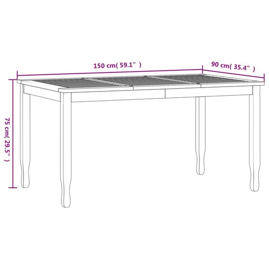 5-delige Tuinset Karma massief teakhout - tafel 150cm - 4 stoelen